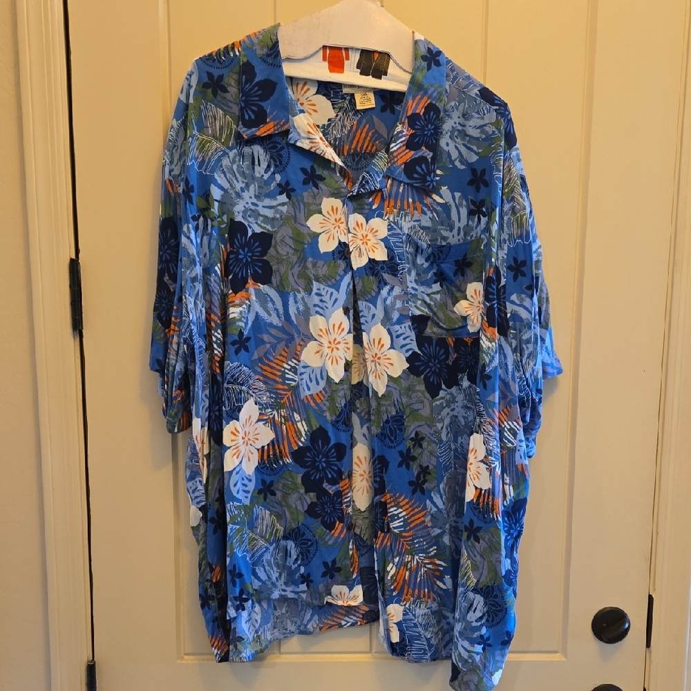 Blue Floral Casual Button Down Shirt